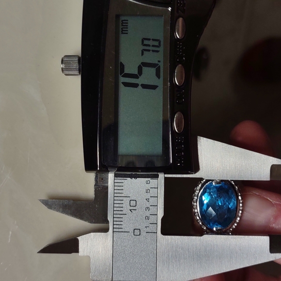 Hold For Sara- Blue Topaz earrings 14kt white gold, channel set diamonds, French - Picture 9 of 9